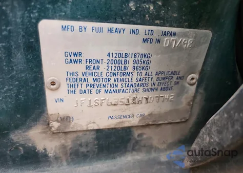 1999 Subaru Forester L z USA, uszkodzony, nr VIN JF1SF6351XH707742